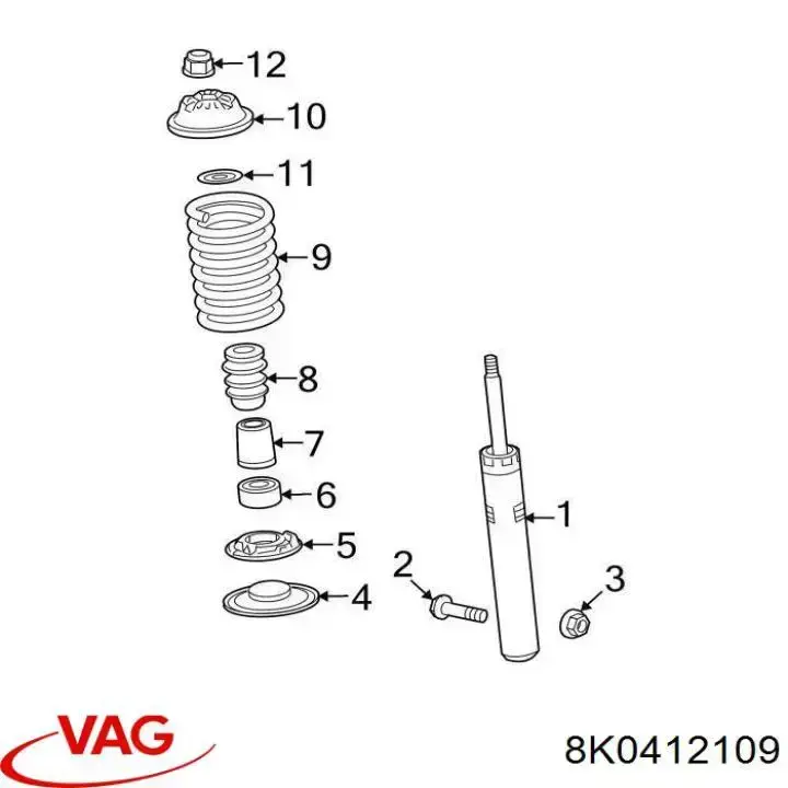 Проставка (резиновое кольцо) пружины передней нижняя 8K0412109 VAG