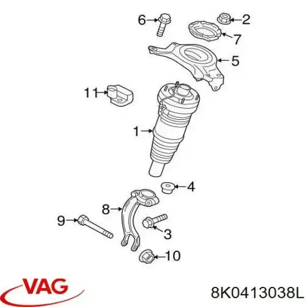 Вилка нижняя амортизатора переднего, правая VAG 8K0413038L