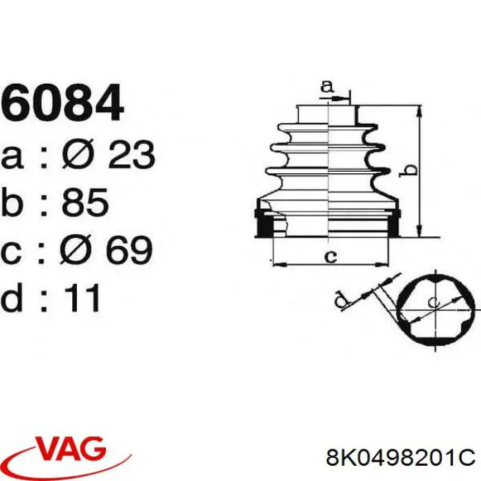 Пыльник ШРУСа внутренний 8K0498201C VAG