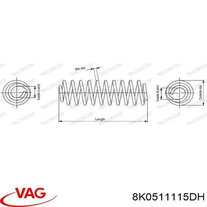 Задняя пружина 8K0511115DH VAG