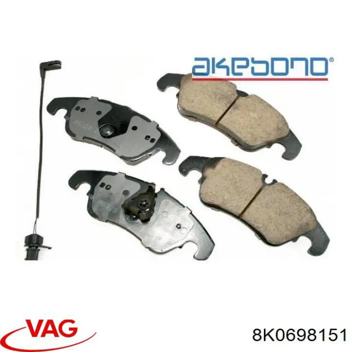 Передние тормозные колодки 8K0698151 VAG