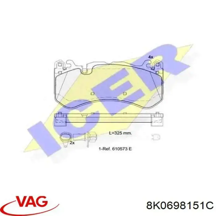 Тормозные колодки VAG 8K0698151C