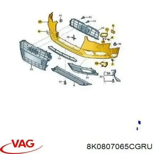 8K0807065CGRU VAG передний бампер
