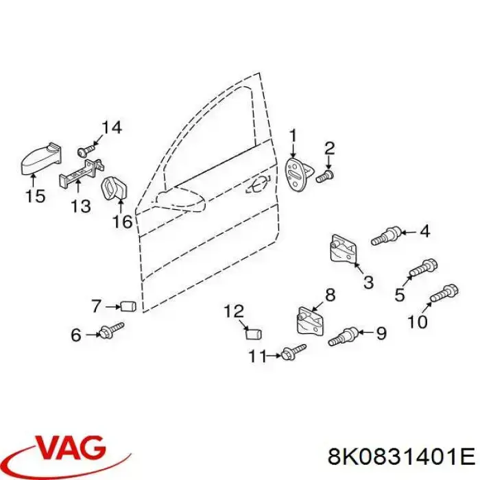 8K0831401E VAG Петля задней левой двери