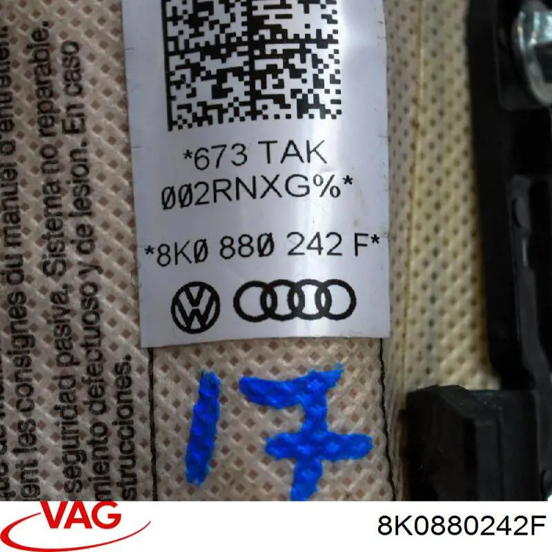 Купить 8K0880242F VAG Подушка безопасности (AIRBAG) спинки сиденья правого