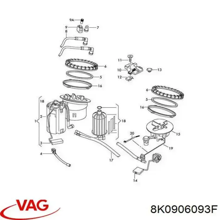 Модуль управления топливного насоса 8K0906093F VAG