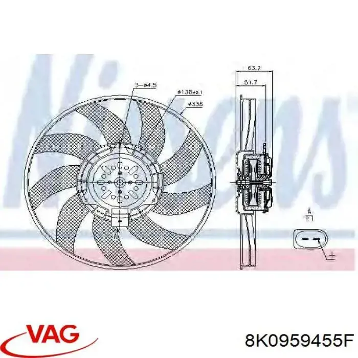 8K0959455F VAG электровентилятор охлаждения в сборе (мотор+крыльчатка правый)
