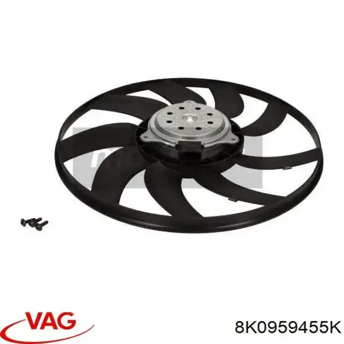8K0959455K VAG ventilador elétrico de esfriamento montado (motor + roda de aletas esquerdo)