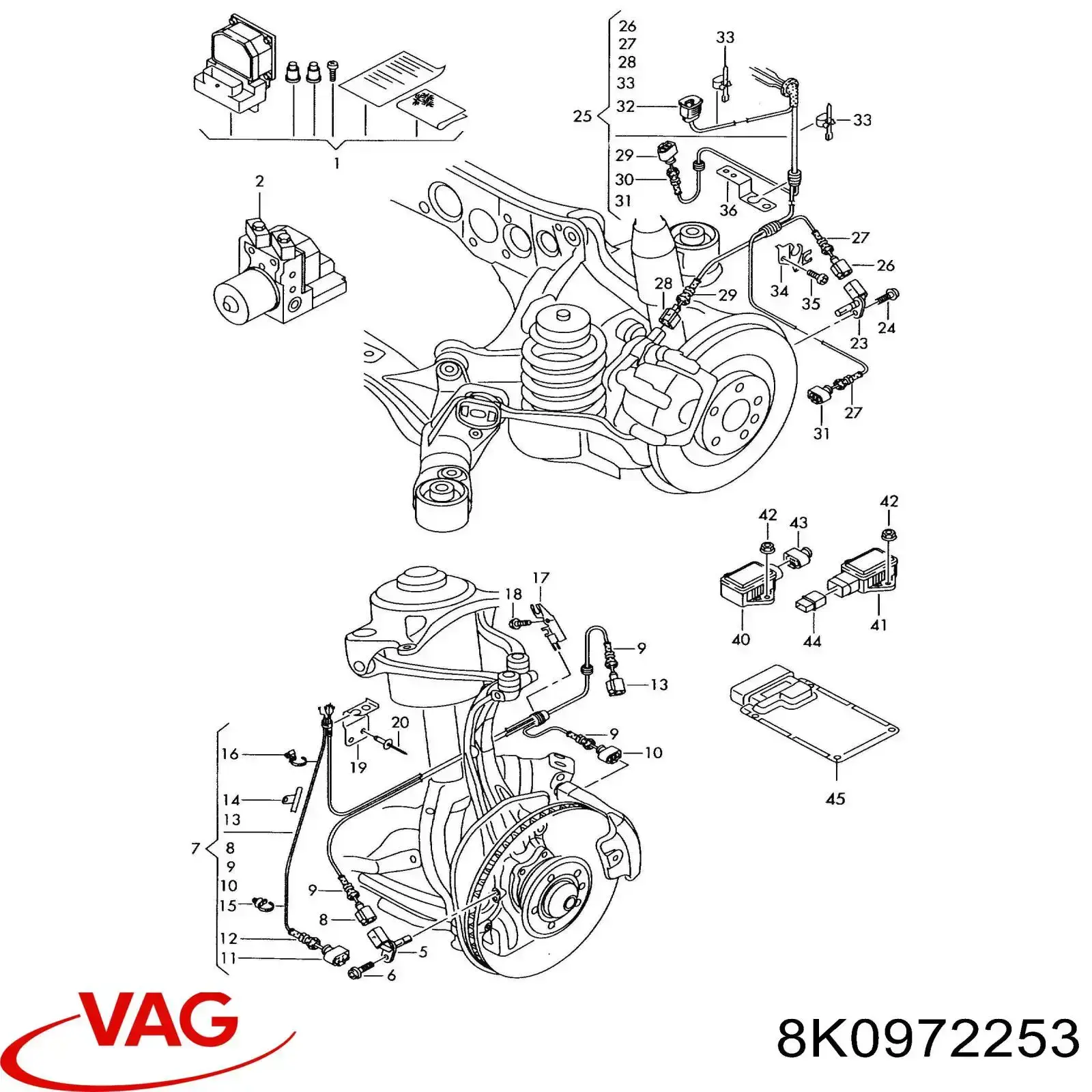 Провод датчика АБС задний левый VAG 8K0972253 цена, от 12.71 USD