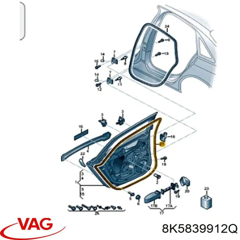 Уплотнитель двери задней правой (на двери) VAG 8K5839912N цена, от 19.00 USD