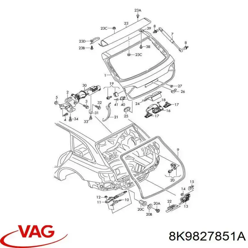 Амортизатор задней двери VAG 8K9827851A цена, от 88.69 USD