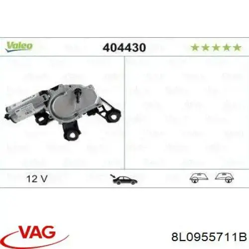 Motor limpiaparabrisas luna trasera 8L0955711B VAG/Audi