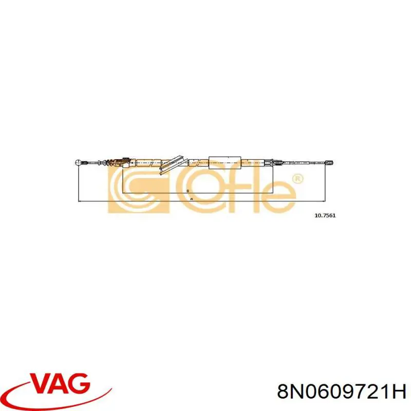 Задний трос ручника VAG 8N0609721H цена, от 12.67 USD