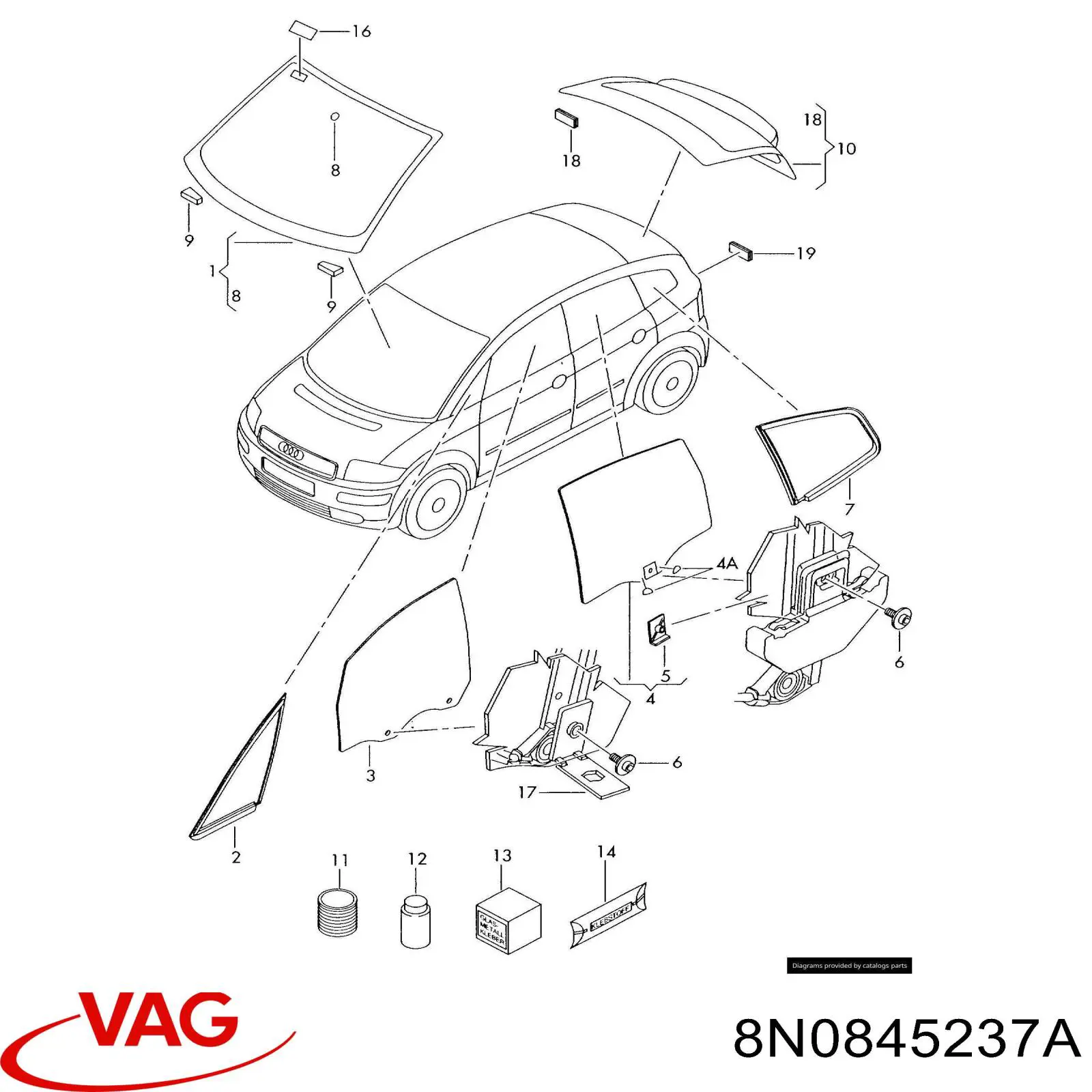8N0845237A VAG Автостекло