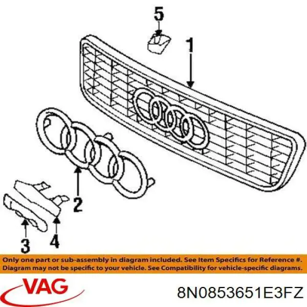 Купить 8N0853651E3FZ VAG Решетка радиатора