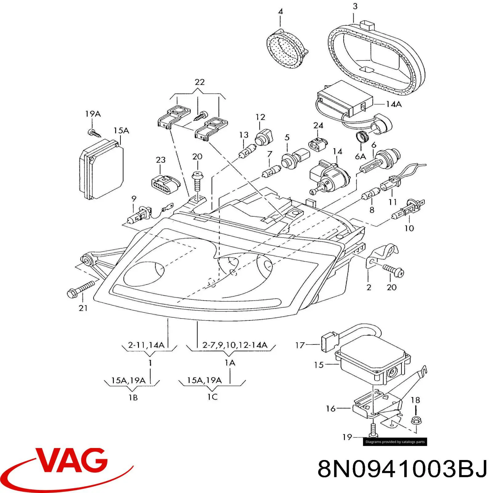 Купить 8N0941003BJ VAG Фара левая передняя