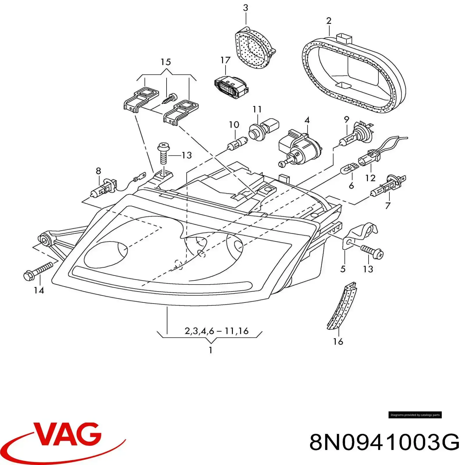 Фара левая 8N0941003G VAG