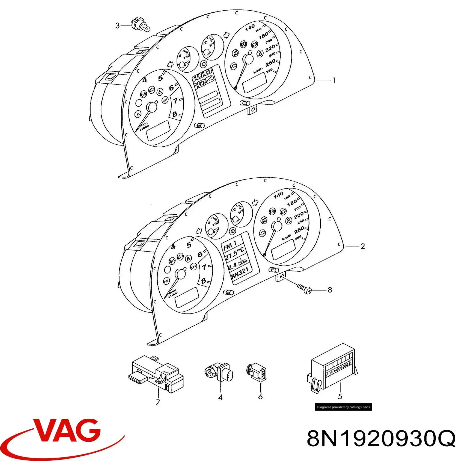 Приборная доска (щиток приборов) VAG 8N1920930Q цена, от 5073.74 USD