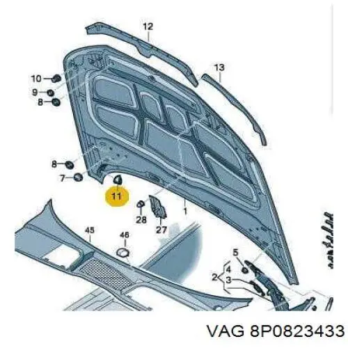 Купить 8P0823433 VAG Буфер (отбойник) капота