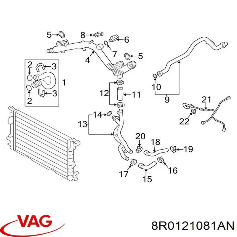 Купить 8R0121081AN VAG Шланг расширительного бачка верхний