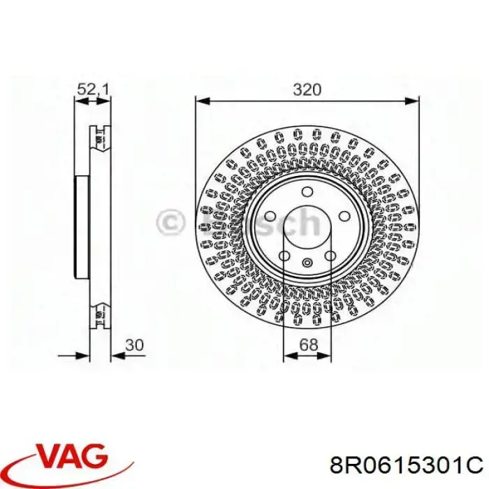 Тормоз дисковый передний VAG 8R0615301C цена, от 25.34 USD