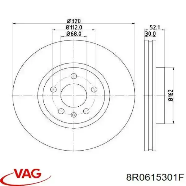 Диск тормозной передний VAG 8R0615301F