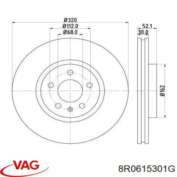 Передние тормозные диски 8R0615301G VAG