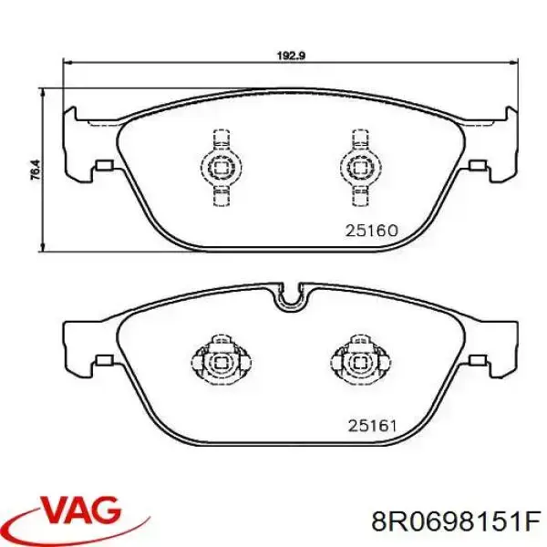 Колодки VAG 8R0698151F цена, от 98.40 USD