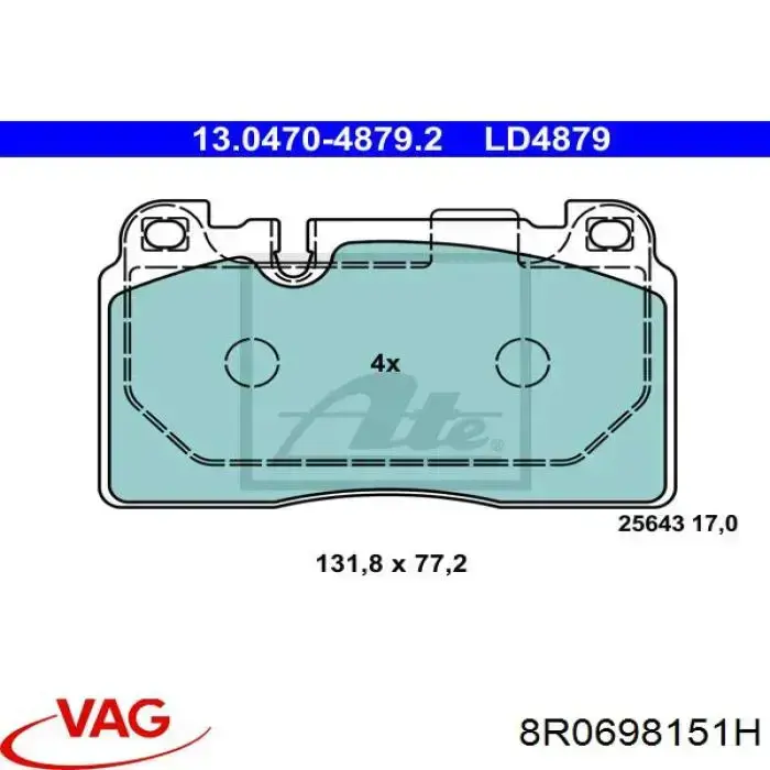 8R0698151H VAG Колодки передние