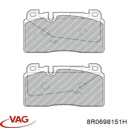 Передние тормозные колодки 8R0698151H VAG