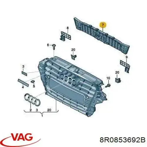 Кронштейн решетки радиатора VAG 8R0853692B