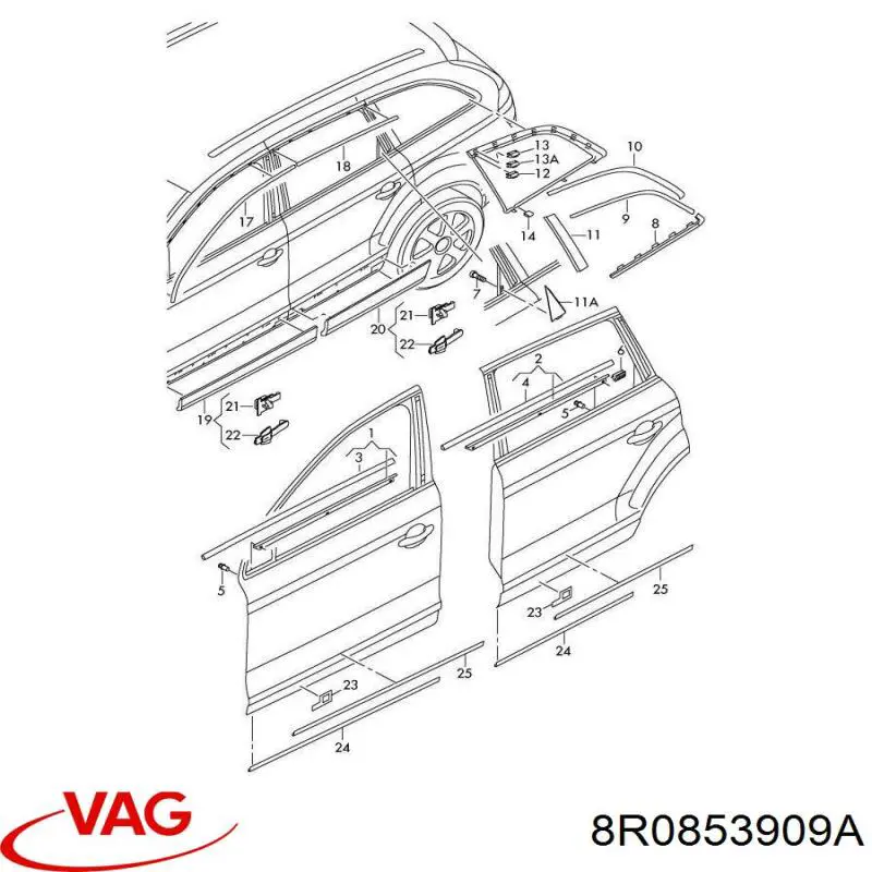 Clips de fijación, faldilla guardabarro 8R0853909A VAG/Audi