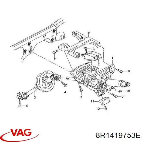 Вал рулевой колонки 8R1419753E VAG