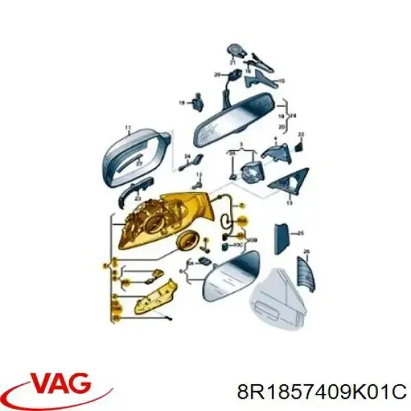 8R1857409K01C VAG Левое боковое зеркало