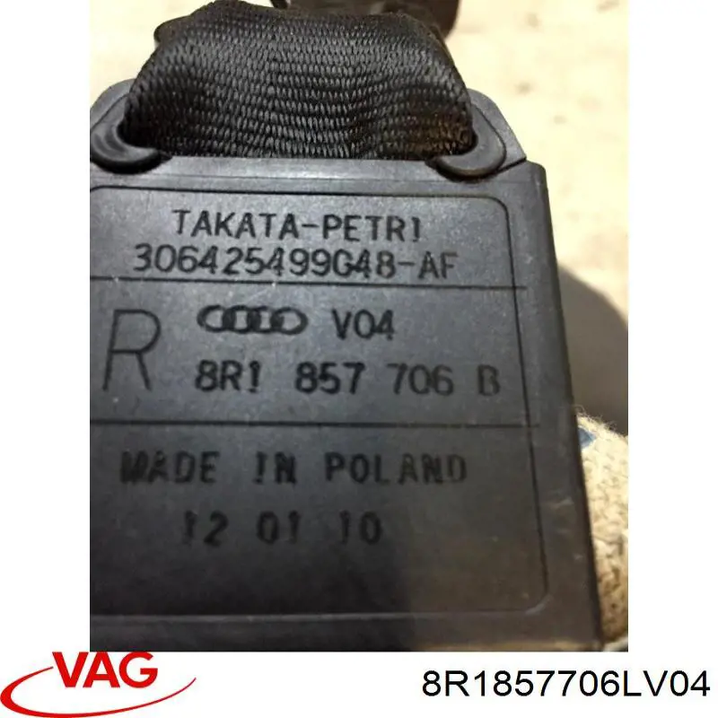 Ремень безопасности передний правый VAG 8R1857706BV04 цена, от 45.15 USD