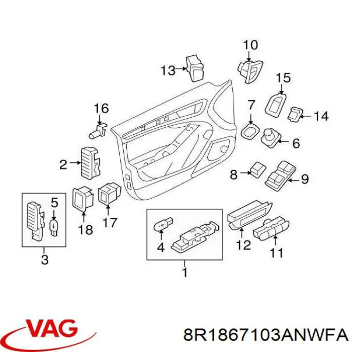 8R1867103ANWFA VAG Дверная карта передняя левая
