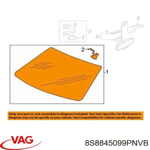 Купить 8S8845099PNVB VAG Ветровое стекло