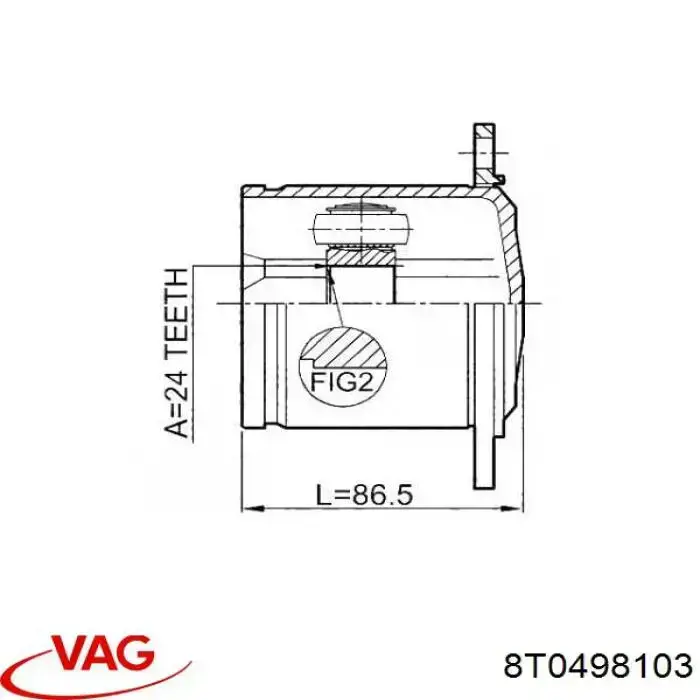 Шарнир угловых скоростей внутренний передний VAG 8T0498103 цена, от 52.61 USD