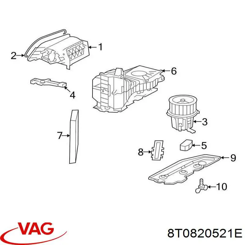 8T0820521E VAG regulador de revoluções de ventilador de esfriamento (unidade de controlo)