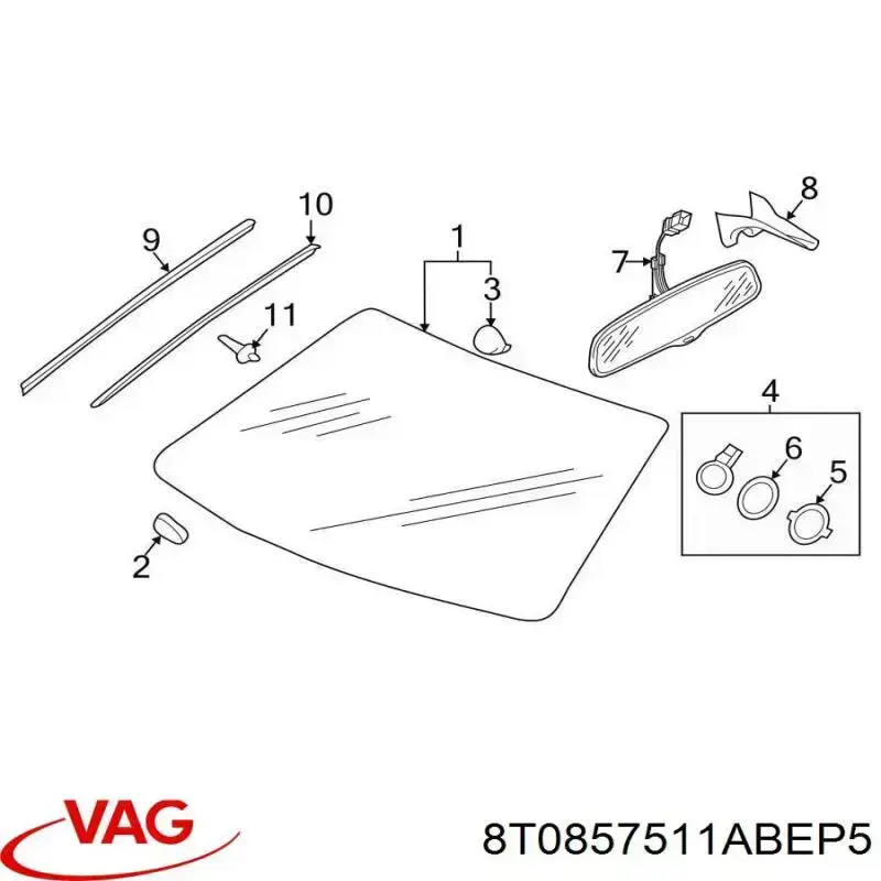 Зеркало заднего вида 8T0857511ABEP5 VAG