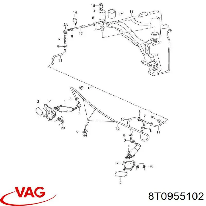 8T0955102 VAG форсунка омывателя фары передней правой