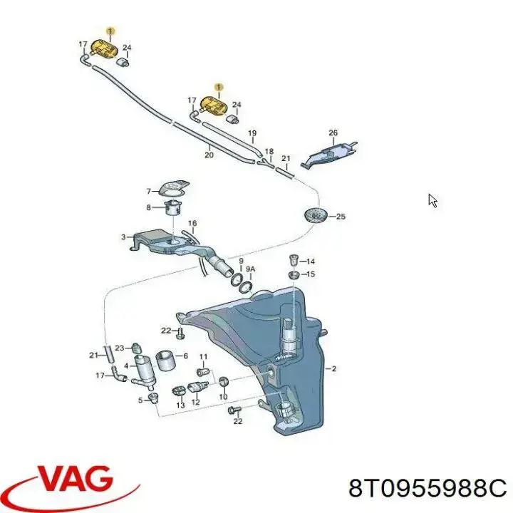 Форсунки стеклоомывателя VAG 8T0955988C цена, от 11.48 USD