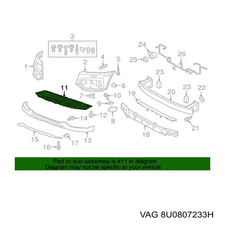 Кенгурятник VAG 8U0807233H цена, от 85.16 USD