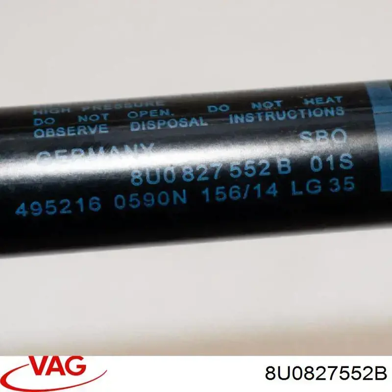 8U0827552B VAG Amortecedor de tampa de porta-malas (de 3ª/5ª porta traseira)