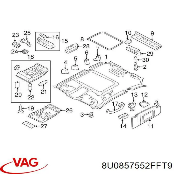 Купить 8U0857552FFT9 VAG Козырек солнцезащитный