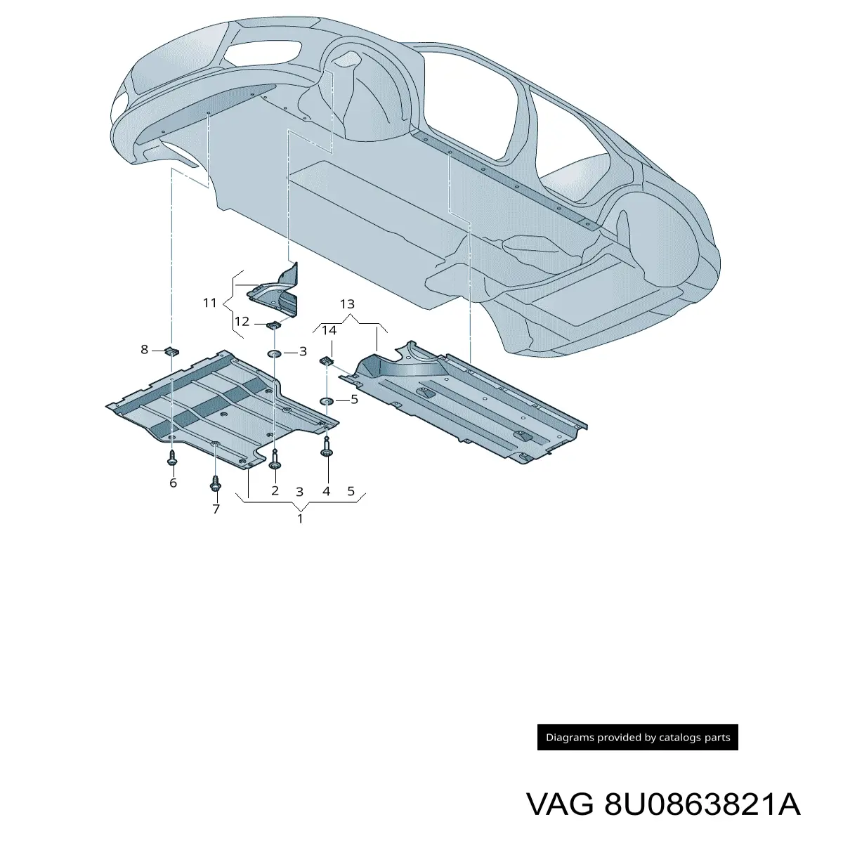 Защита двигателя, поддона (моторного отсека) на Audi Q3 8UB