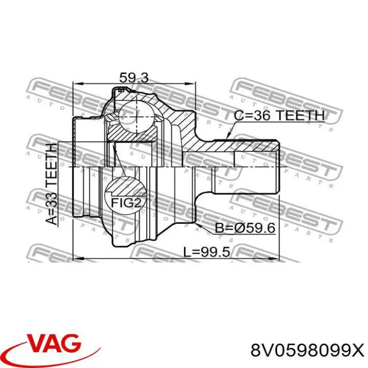 8V0598099X VAG junta homocinética externa traseira