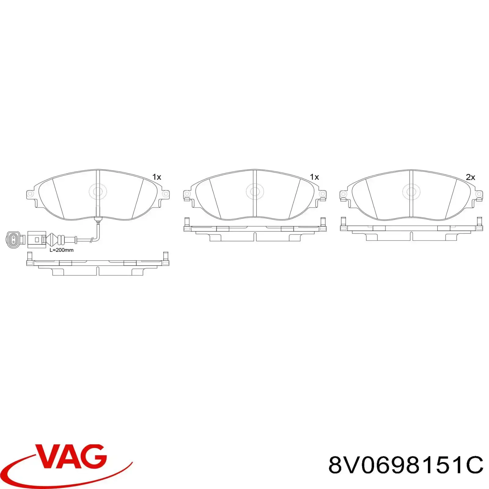 8V0698151C VAG Pastillas de freno delanteras original y equivalente