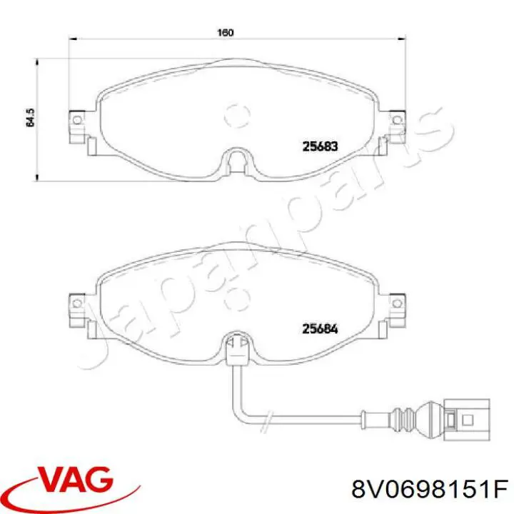 Колодки VAG 8V0698151F цена, от 180.73 USD