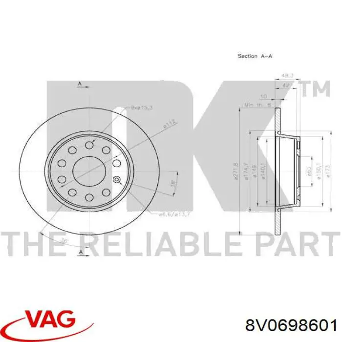  VAG 8V0698601 цена, от 281.09 USD